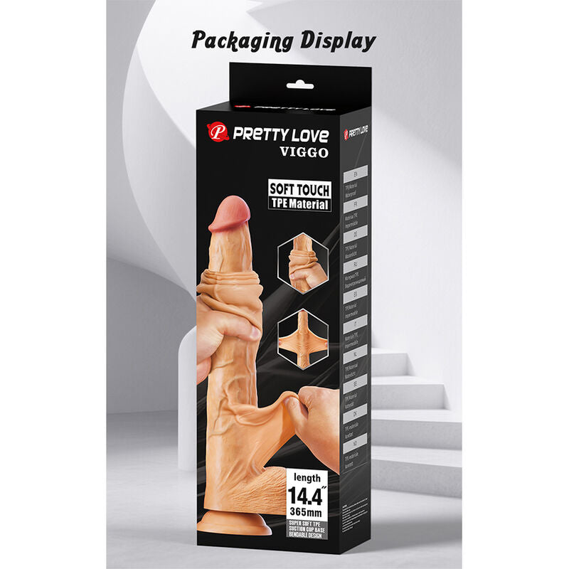 PRETTY LOVE - VIGGO DILDO DESLIZANTE COM TOQUE SUAVE E REALISTA DE 36,5 CM NATURAL