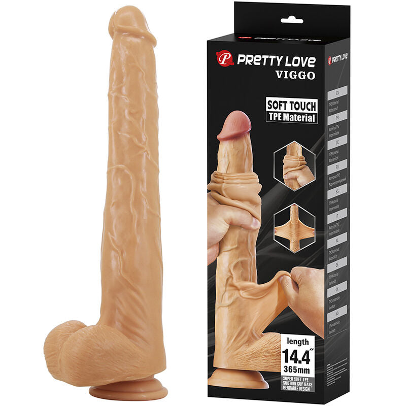 PRETTY LOVE - VIGGO DILDO DESLIZANTE COM TOQUE SUAVE E REALISTA DE 36,5 CM NATURAL