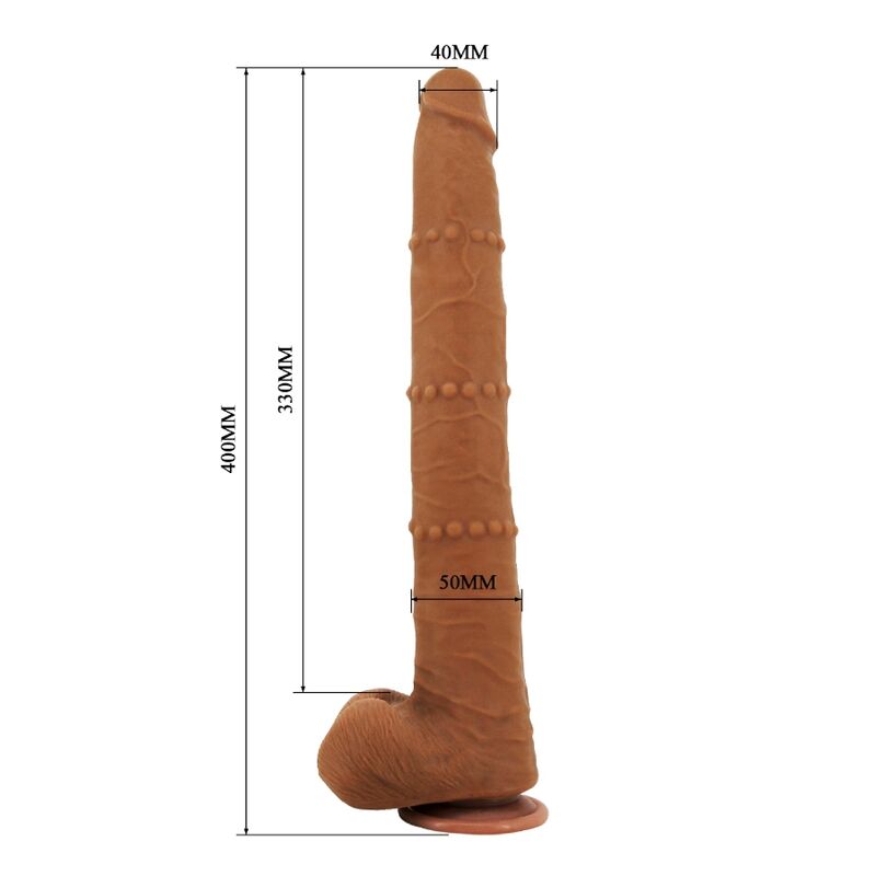 PRETTY LOVE - BRAM, VIBRADOR DESLIZANTE REALISTA COM TOQUE SUAVE, 40 CM, MARROM.