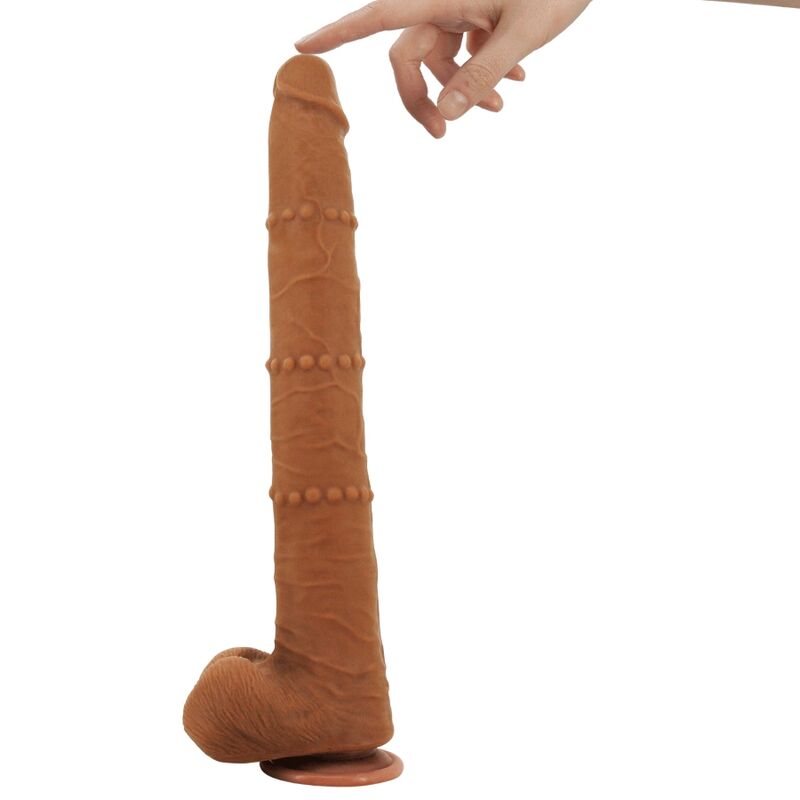 PRETTY LOVE - BRAM, VIBRADOR DESLIZANTE REALISTA COM TOQUE SUAVE, 40 CM, MARROM.