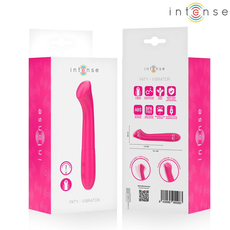 INTENSE - VIBRADOR PATY 19 CM FLEXÍVEL 10 VIBRAÇÕES MODELO 2 ROSA