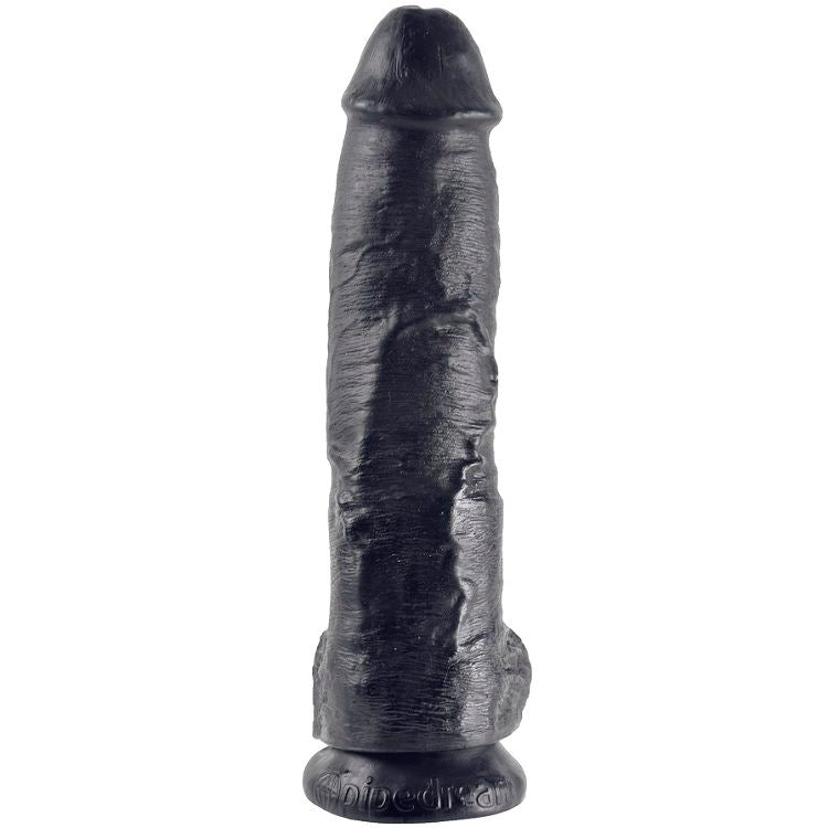 KING COCK - DILDO PRETO COM BOLAS 25.4 CM