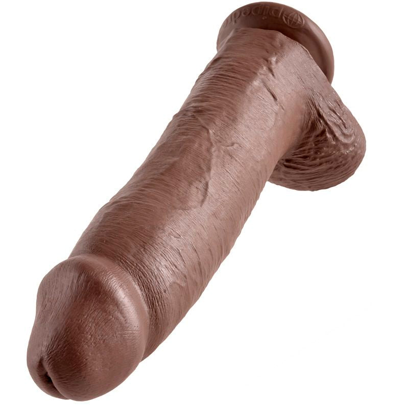 KING COCK - DILDO CASTANHO COM BOLAS 30.48 CM