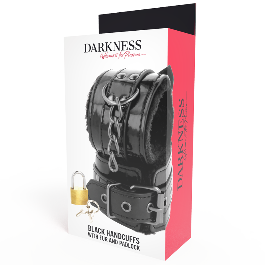 Darkness — Algemas de Couro Ajustáveis, Pretas com Cadeado