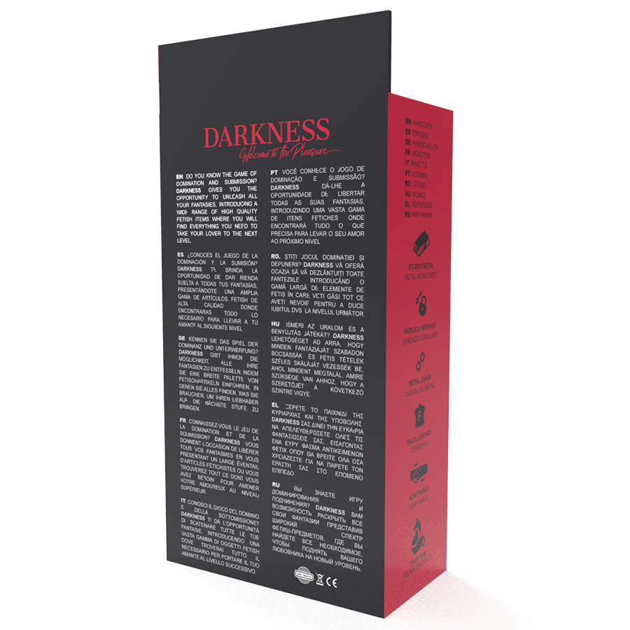 Darkness — Algemas de Couro Ajustáveis, Pretas com Cadeado