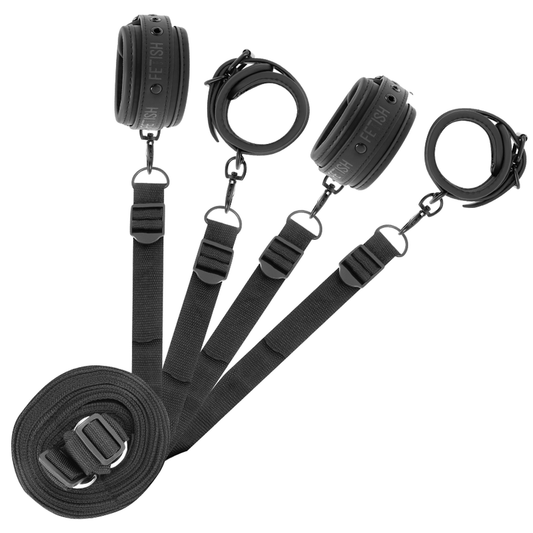 Fetish Submissive — Conjunto de Algemas e Alças para Cama, com Forro em Neoprene