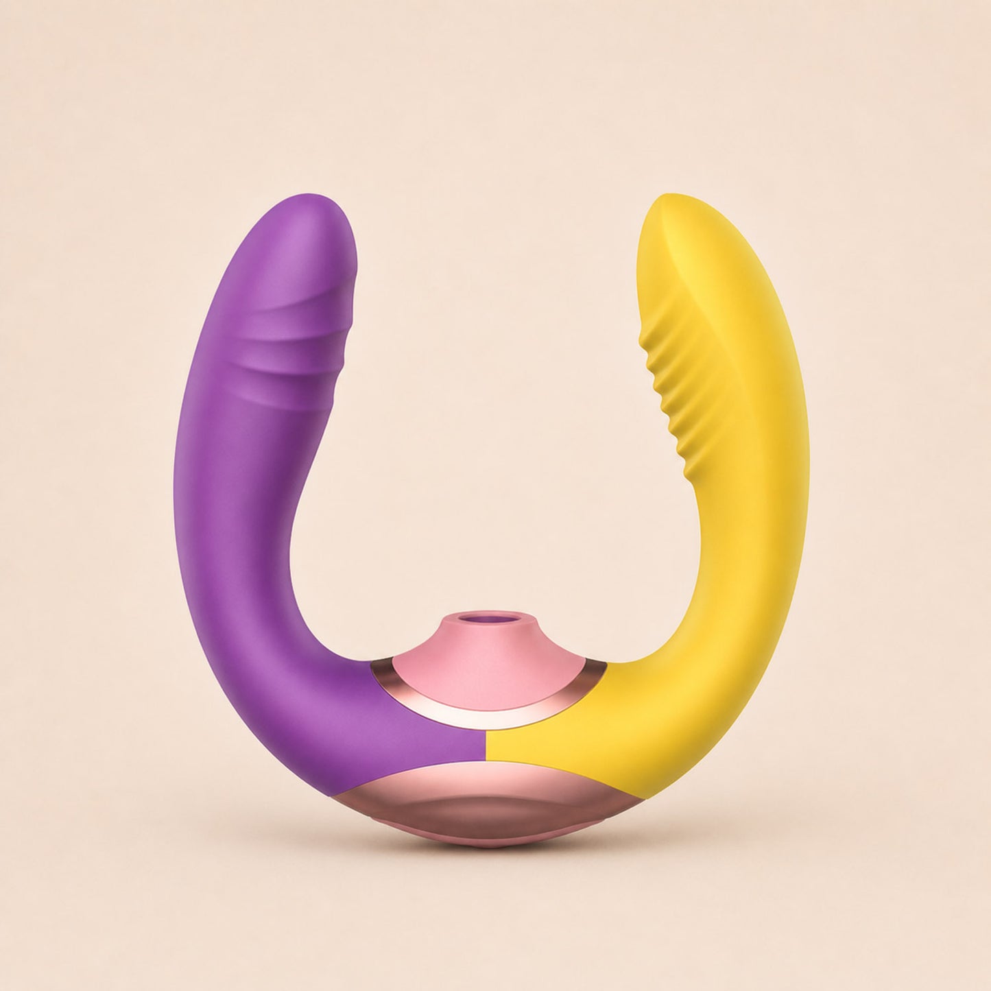 Estimulador duplo flexível em roxo e amarelo